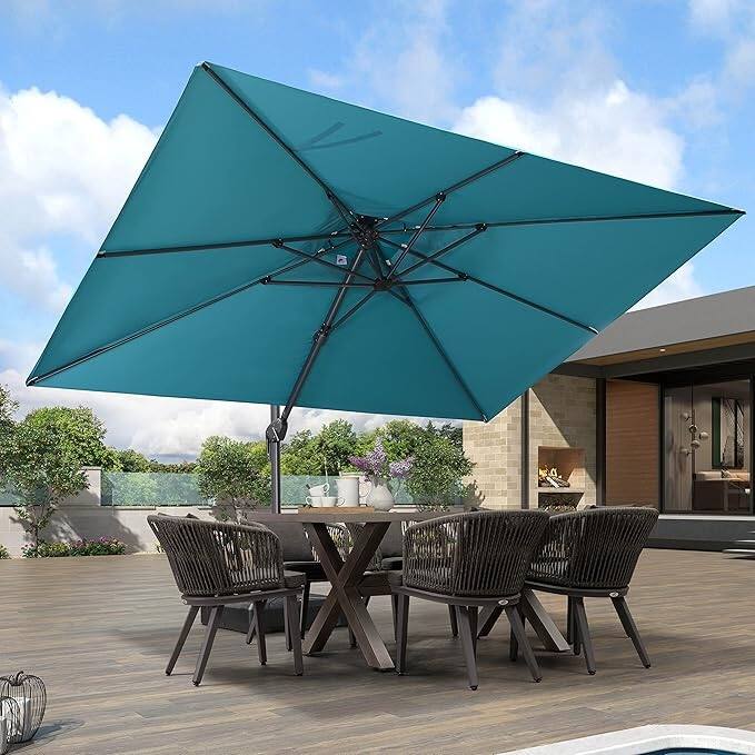 PURPLE LEAF Patio Cantilever Umbrella with 360 Degree Rotation