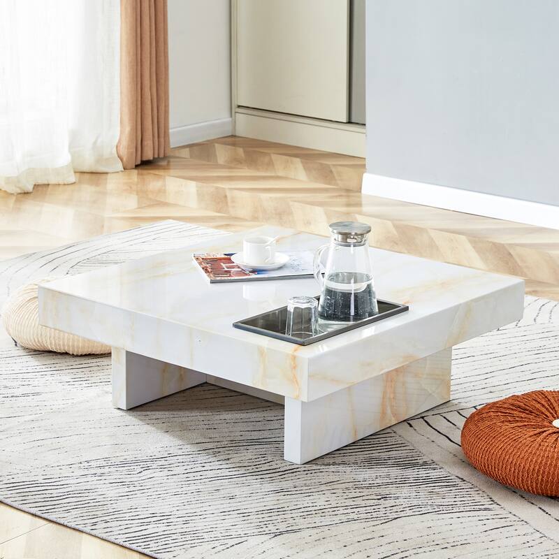 A Modern And Practical Coffee Table With Imitation Marble Patterns,Made Of Mdf Material,The Fusion Of Elegance And Natural