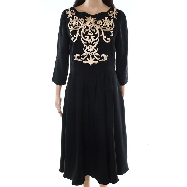 ted baker black embroidered dress