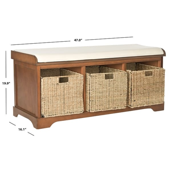 SAFAVIEH Lonan Walnut/ White Storage Bench - 47