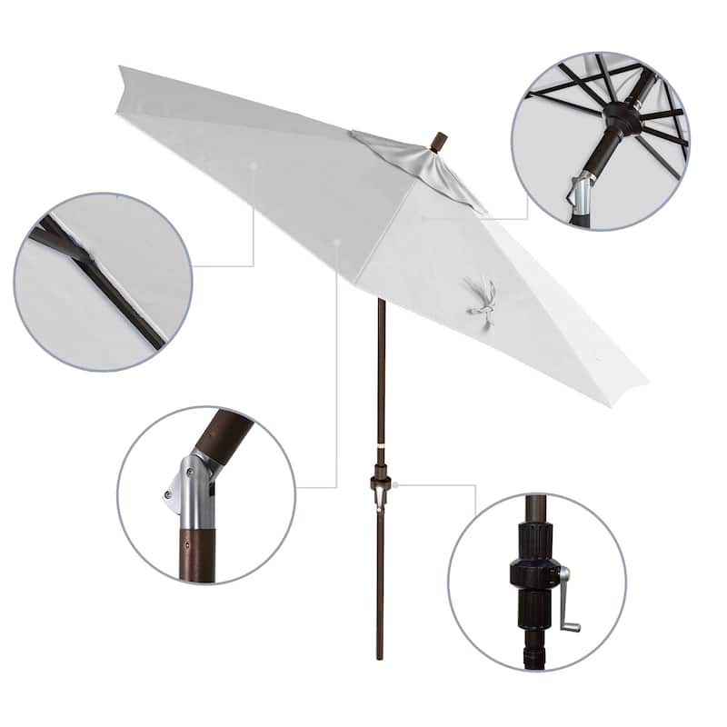 California Umbrella 9' Rd Golden State Series Patio Umbrella Bronze Aluminum Frame Crank Lift Collar Tilt Pacifica Pacific Blue
