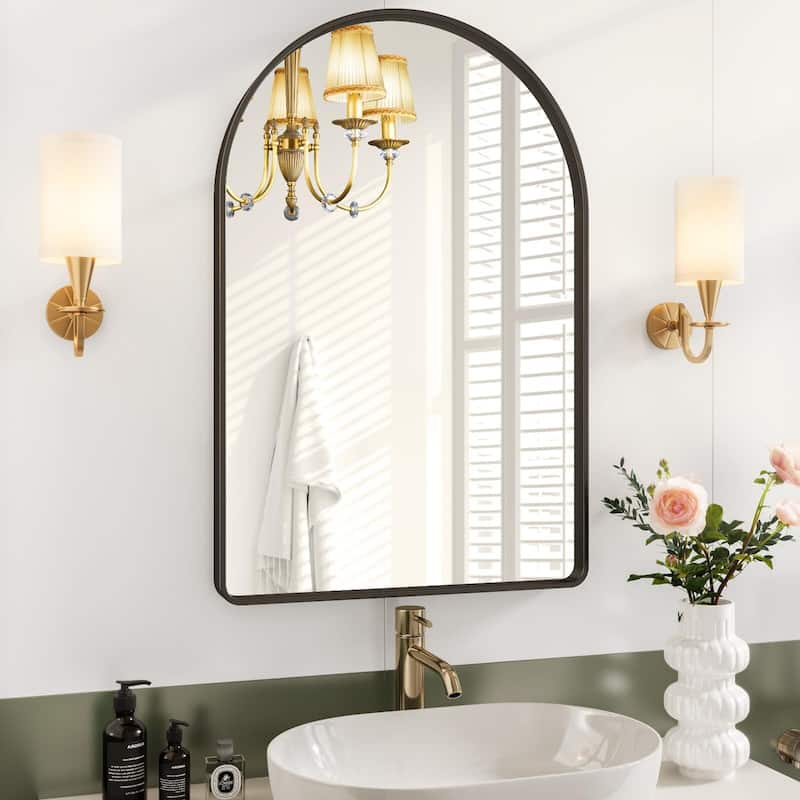 Matte Black Round Mirror