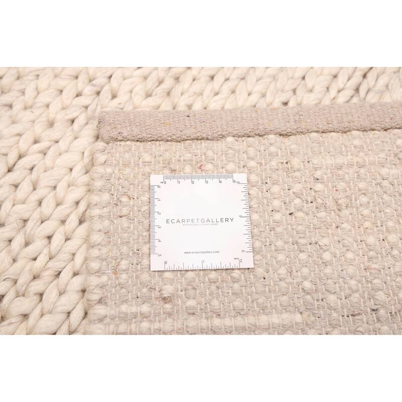 ECARPETGALLERY Braid weave Sienna Cream Wool Rug - 4'11 x 8'2