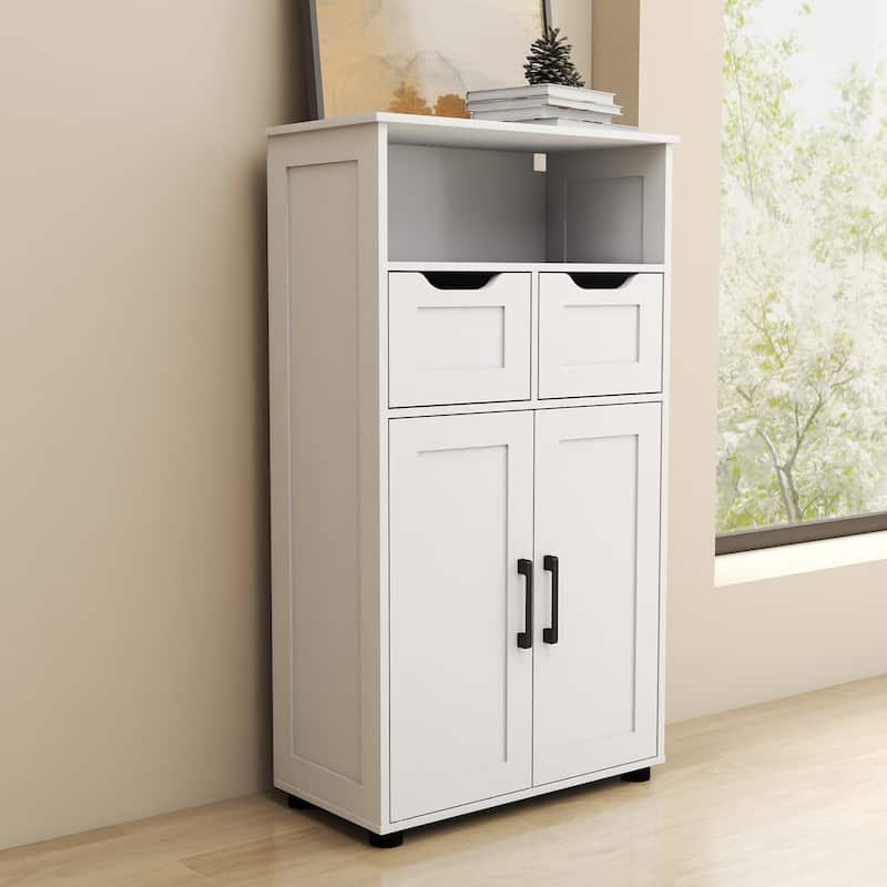 Farmhouse Storage Cabinet ,Versatile Double-Door Storage Cabinet with Adjustable Shelves