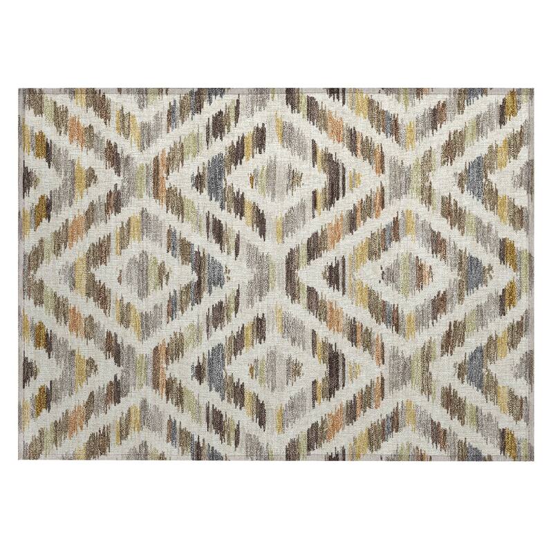Machine Washable Indoor/ Outdoor Global Diamdon Chantille Rug