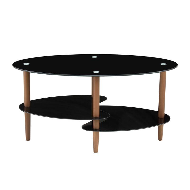 Modern 3-Tier Oval Glass Coffee Table