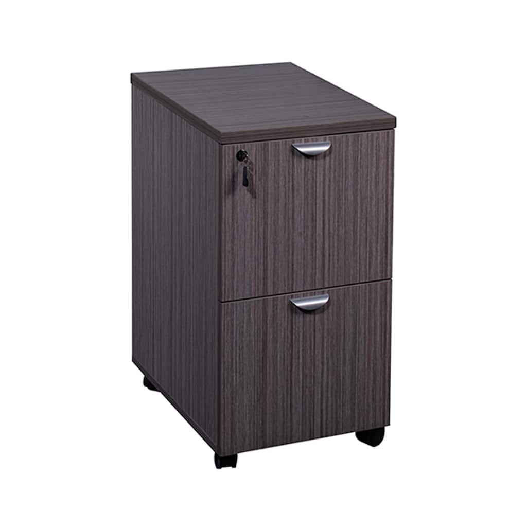 Kery 2 Drawer Mobile Pedestal File Cabinet with Lock, Driftwood Gray