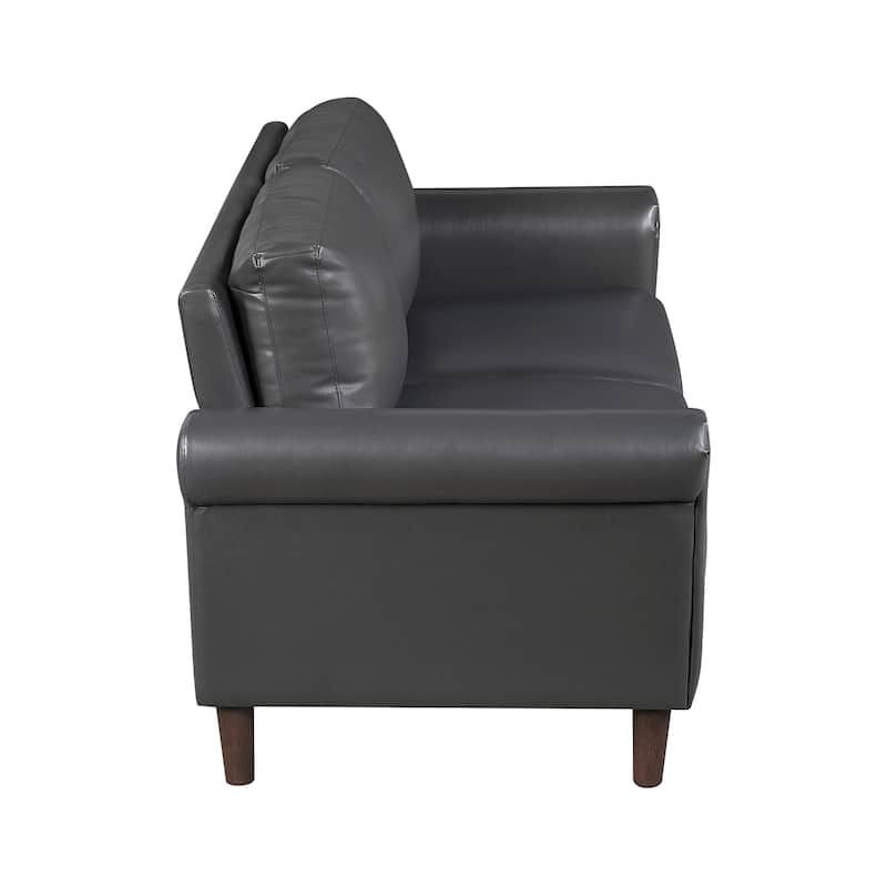 Fremont & Park Frances 57" Faux Leather Living Room Loveseat - Brown Finish Feet