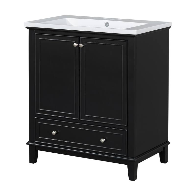 30" Bathroom Vanity with Sink Combo, Multi-functional Bathroom Cabinet with Doors and Drawer, Solid Frame and MDF Board