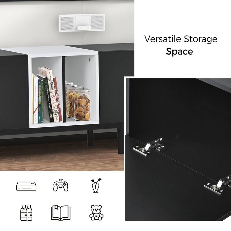 Modern TV Stand for 80'' TV with 3 Doors, Media Console Table, Entertainment Center with Large Storage Cabinet