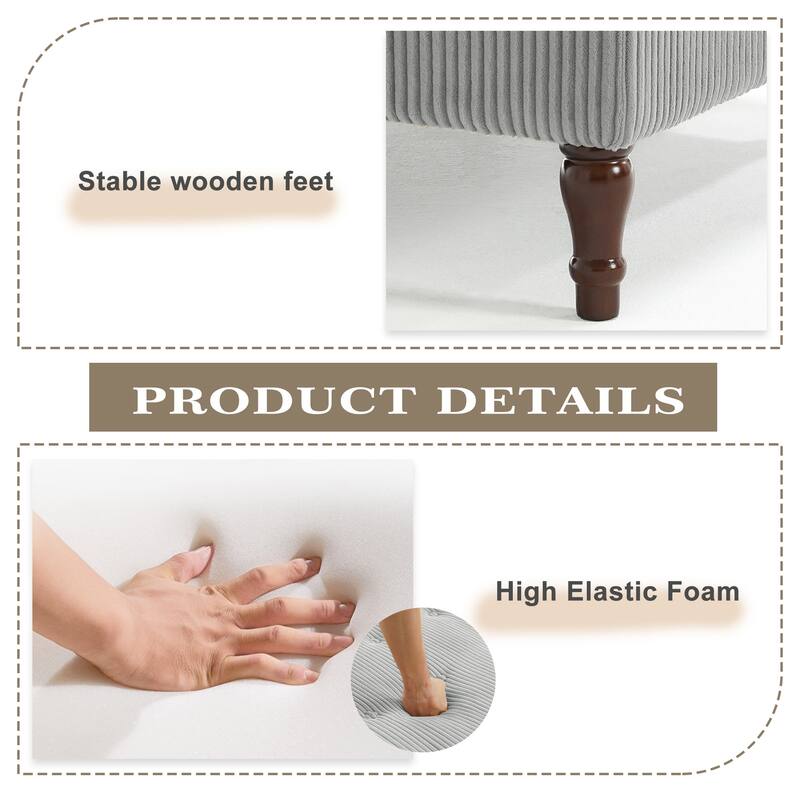 Modular Corduroy Armless Chair Upholstered Lounge Sofa