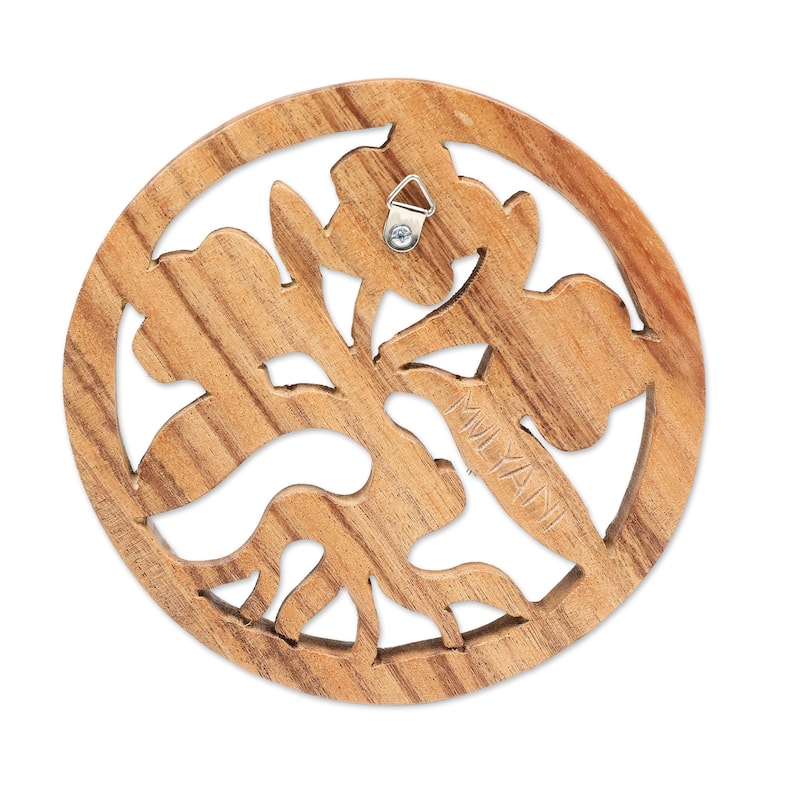 Novica Handmade Little Frangipani Wood Relief Panel
