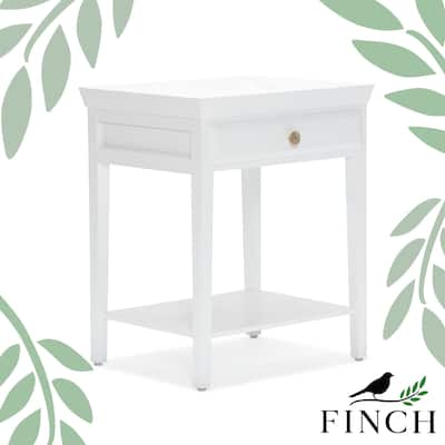 Finch Hampton 2-Tier Bedside Table with Drawer, Fully Assembled, White