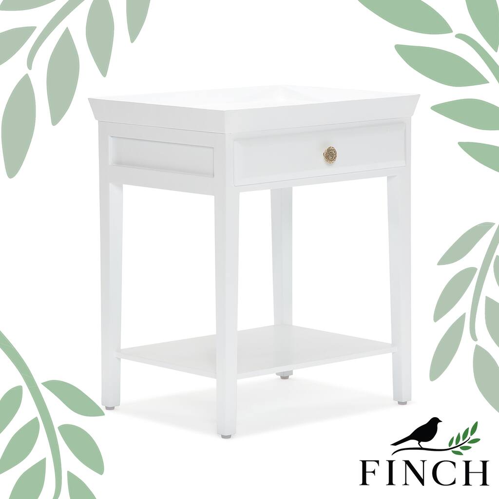 Finch Hampton 2-Tier Bedside Table with Drawer, Fully Assembled, White