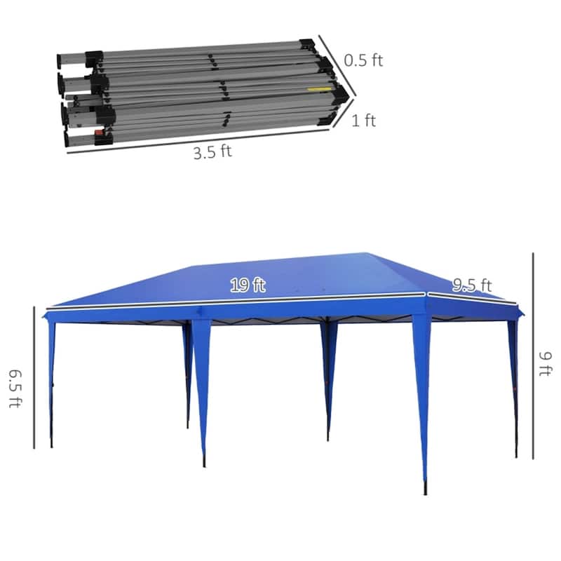 19.2' x 9.7' Large Outdoor Gazebo Pop-Up Canopy Shade with Adjustable Steel Frame and UV Protection - 19.2' L x 9.7' W