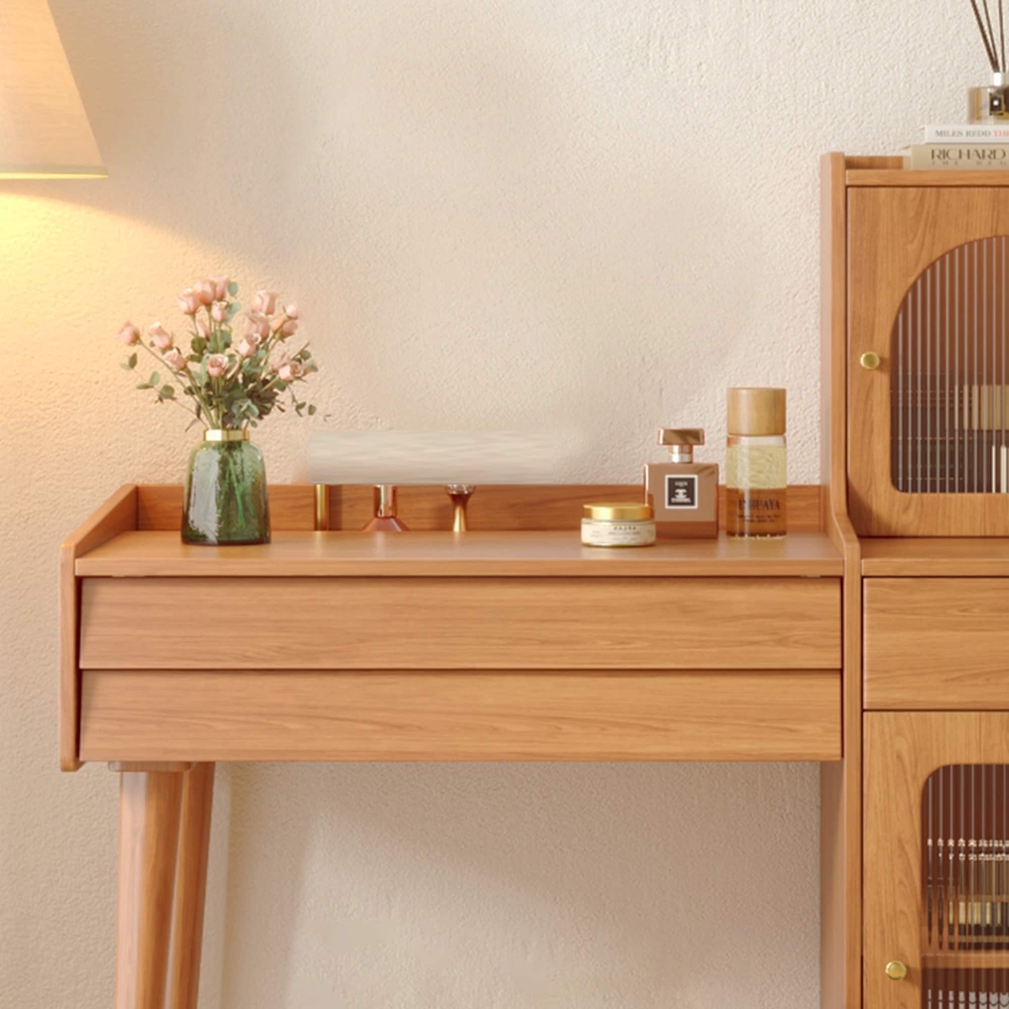 JASIWAY Modern Simple Makeup Vanity Dressing Table, Coffee