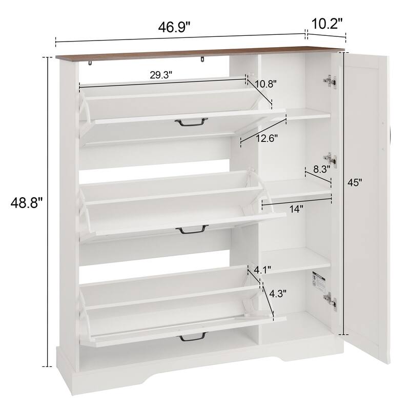 28 Pair Large Shoe Storage Cabinet with Adjustable Shelves - 48.8'' H X 46.9'' W X 10.2'' D