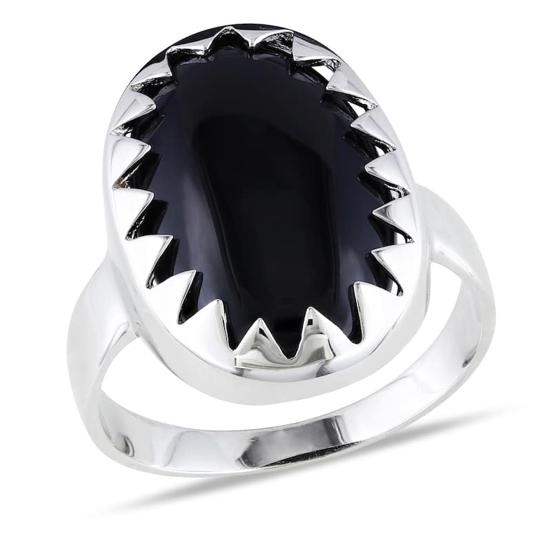 Miadora 1ct TGW Oval Cut Black Onyx Bezel Set Ring in Sterling Silver