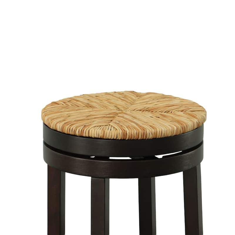 The Curated Nomad Aragon Rush Seat Swivel 24-inch Counter Stool