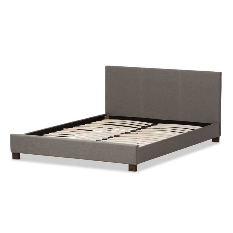 City Chic Platform Bed - Upholstered Bedroom Bed with Panel Headboard - Modern Design - Beige or Gray