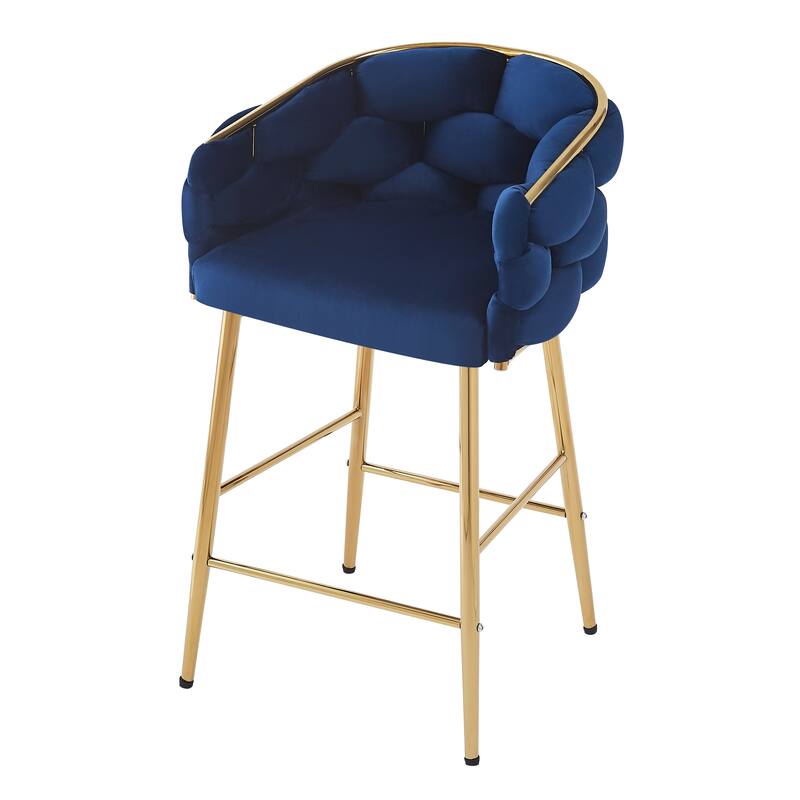 Roomfitters 28'' Velvet Counter Stools, Set of 2 Modern Upholstered Bar Chairs with Soft Cushions and Iron Frame