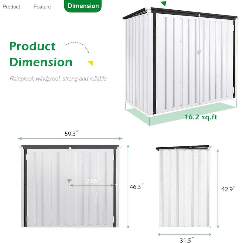 AECOJOY 46 Cu.Ft Horizontal Outdoor Storage Cabinet Box Sheds w/ Lockable Door - 46 Cu. Ft