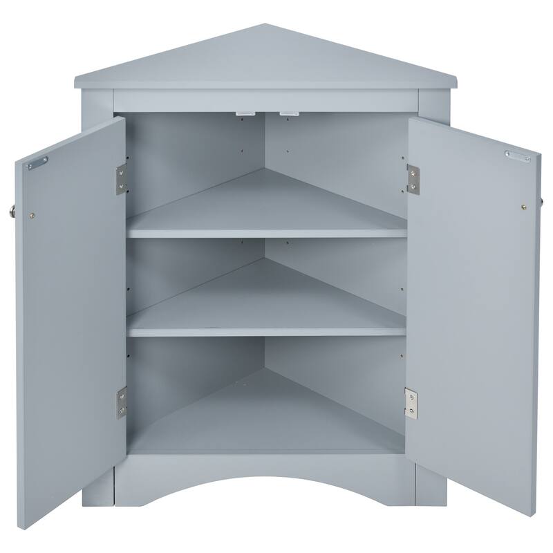 Blue Triangle Bathroom Storage Cabinet with Adjustable Shelves, Freestanding Floor Cabinet for Home Kitchen