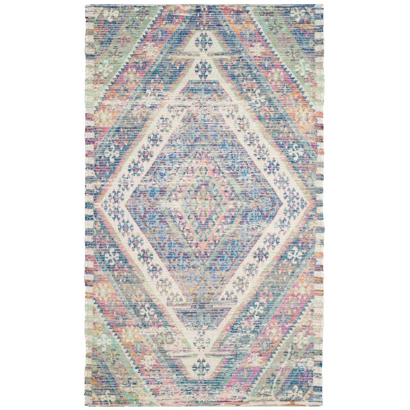 SAFAVIEH Handmade Saffron Kailee Modern Tribal Cotton Rug - 2'3" x 4' - Royal Blue/Fuchsia