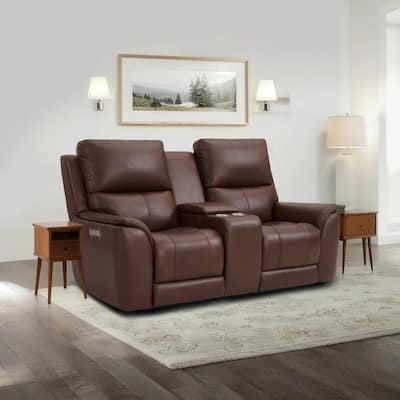 77''W Premium Genuine Leather Triple-Power Double Width loveseat with Zero Gravity, USB & Type-C Ports