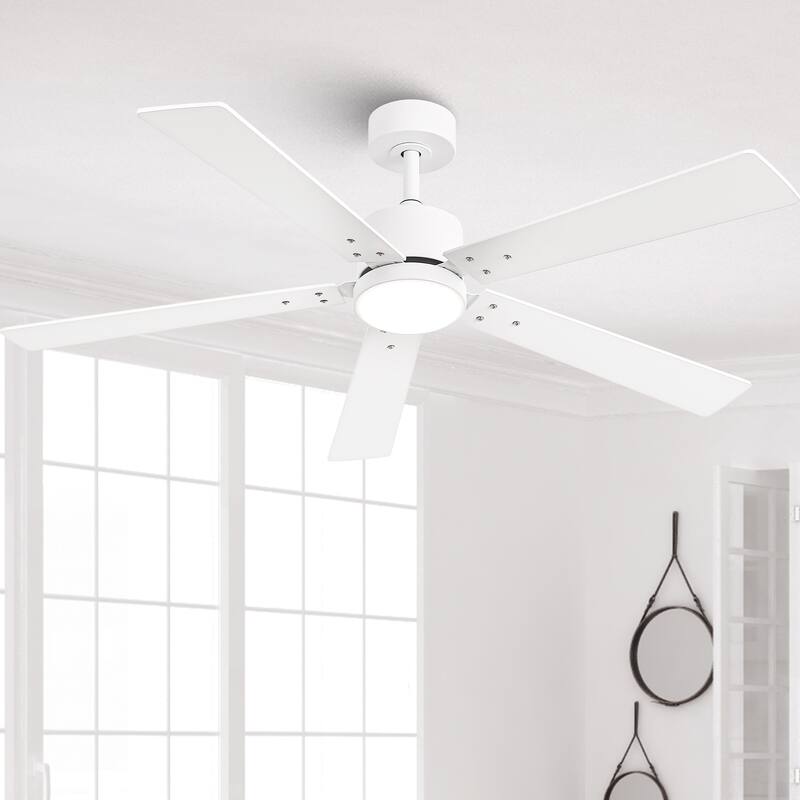 Vaczon 52" Modern Wooden 5-blade White Indoor Ceiling Fan with Light and Remote