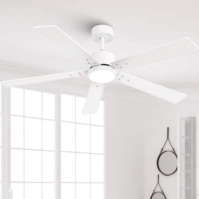 Vaczon 52" Modern Wooden 5-blade White Indoor Ceiling Fan with Light and Remote