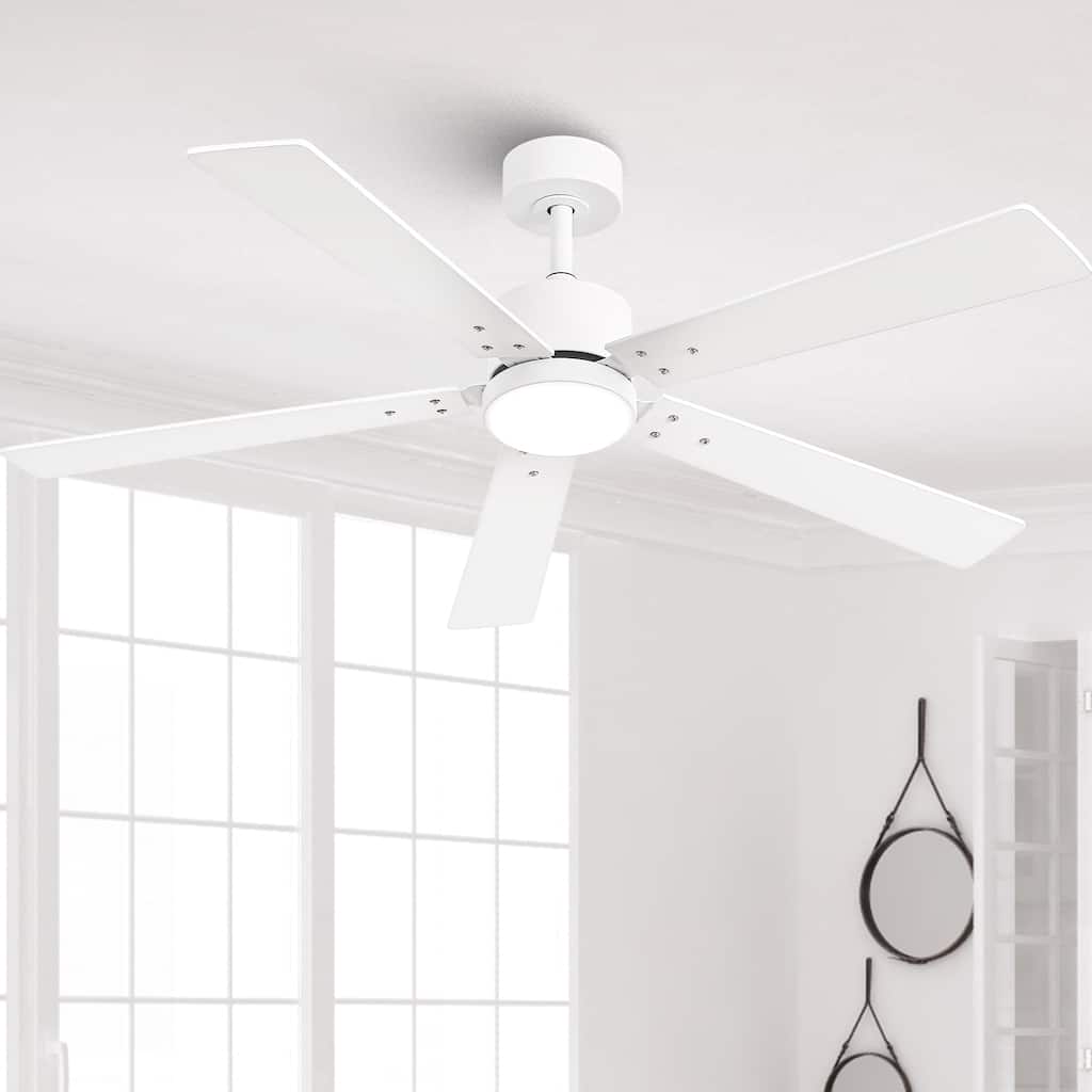 Vaczon 52" Modern Wooden 5-blade White Indoor Ceiling Fan with Light and Remote