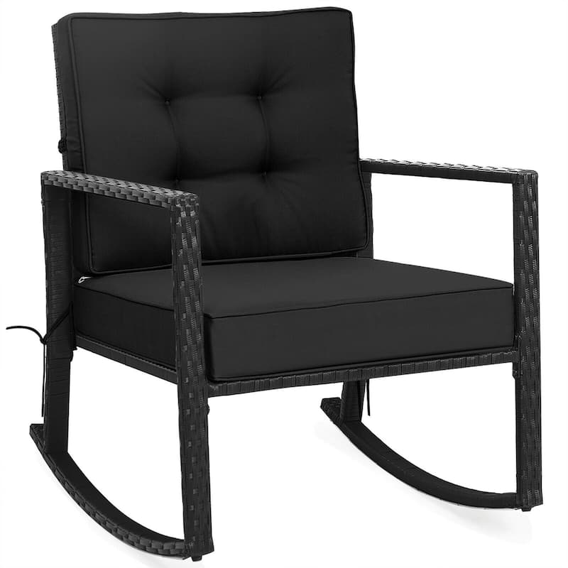 Gymax Outdoor Wicker Rocking Chair Patio Lawn Rattan Single Chair - See Details