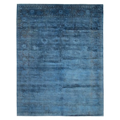 ECARPETGALLERY Hand-knotted Vibrance Dark Blue Wool Rug - 9'1 x 11'10