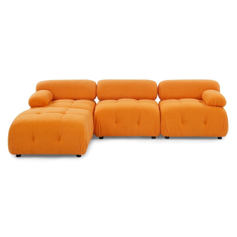 Modular Sectional Sofa, Button Tufted Designed and DIY Combination, L-Shaped Velvet Upholstered Couch with Reversible Ottoman