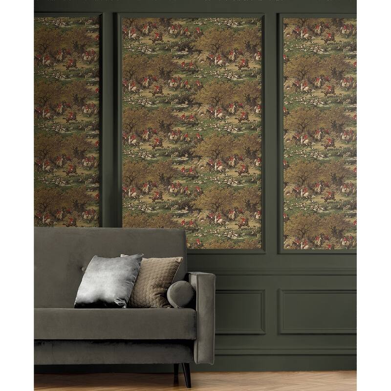 Harry & Grace Taunton Hunt Scene Premium Matte Non-Woven Peel and Stick Wallpaper