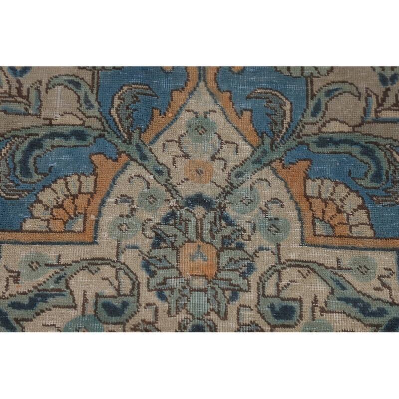 Distressed Tabriz Vintage Persian Area Rug Handmade Wool Carpet - 9'3" x 12'10"