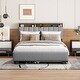 preview thumbnail 2 of 21, Queen size Upholstered Platform Bed with Storage Headboard, Twin XL Size Trundle & 2 drawers and a set of Sockets & USB Ports