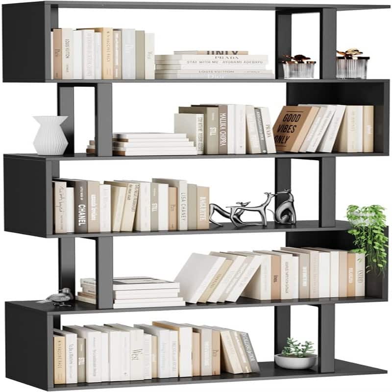Bookshelf - 9.25"D x 27.56"W x 61.81"H - Black