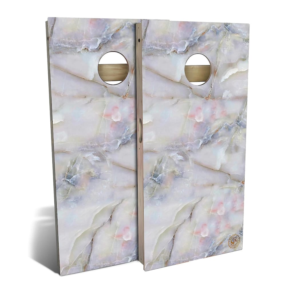 Multi Colored Marble Outdoor Cornhole Board Set