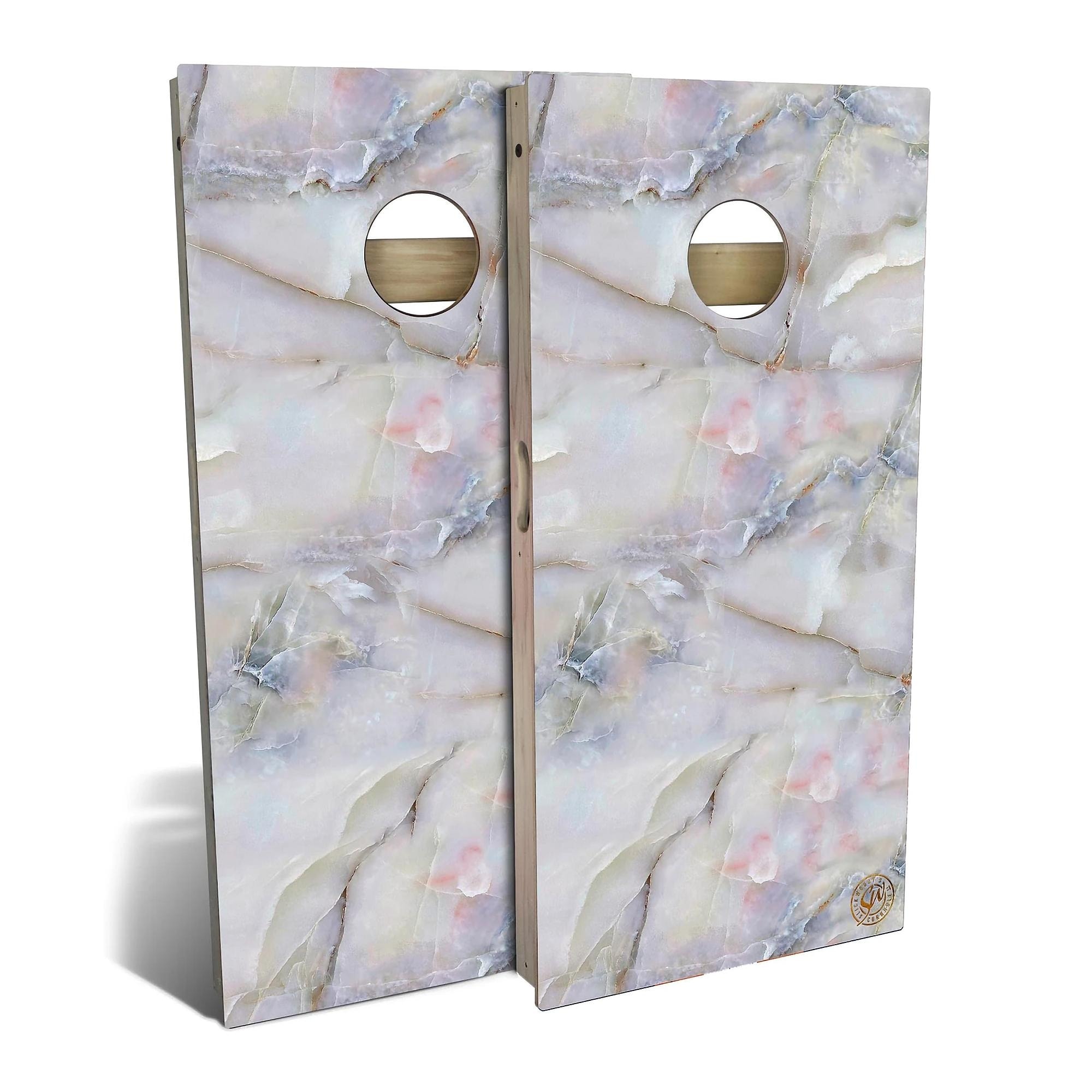 Multi Colored Marble Outdoor Cornhole Board Set