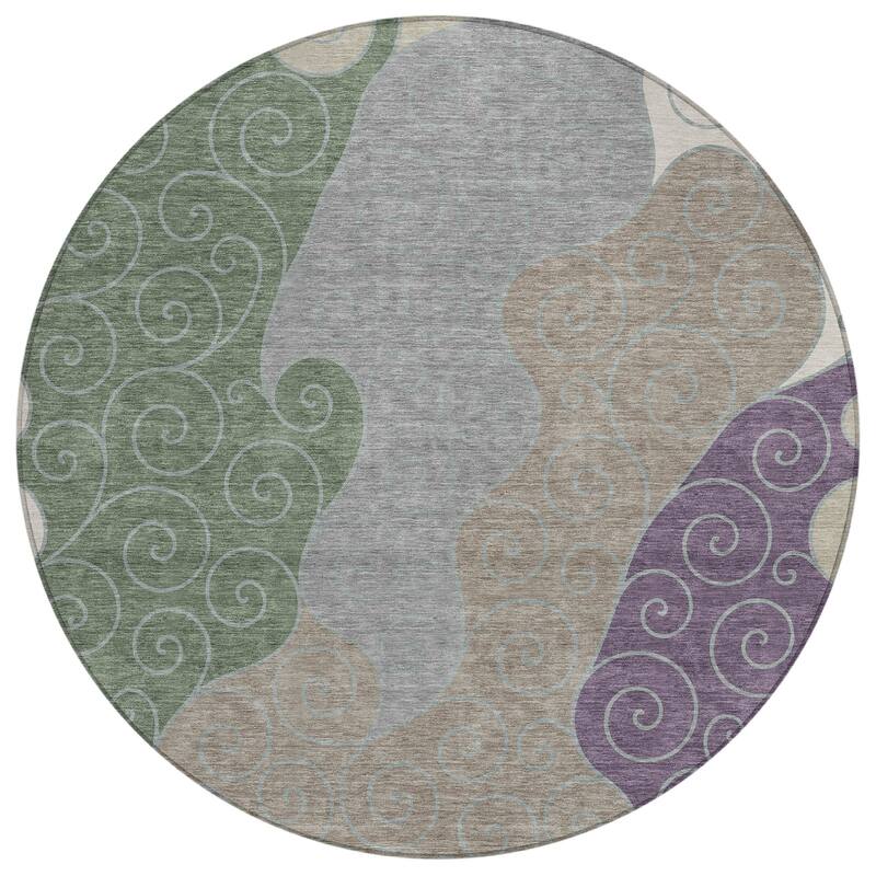 Machine Washable Indoor/ Outdoor Swirly Chantille Rug