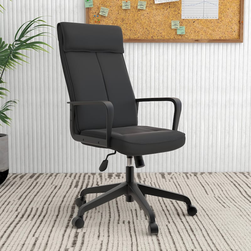 High-Back Leather/Polyester Office Chair Adjustable Height Swivel & Tilt Aiaria Series - N/A