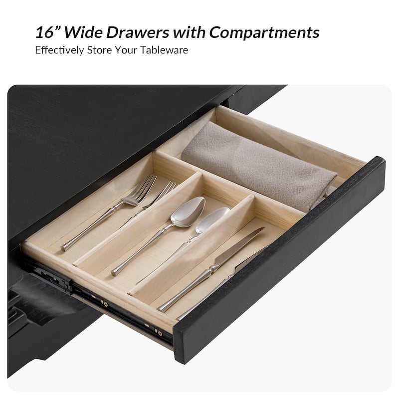 Pawel 86" Farmhouse Double Pedestal Dining Table with Two Built-in Divided Drawers by HULALA HOME