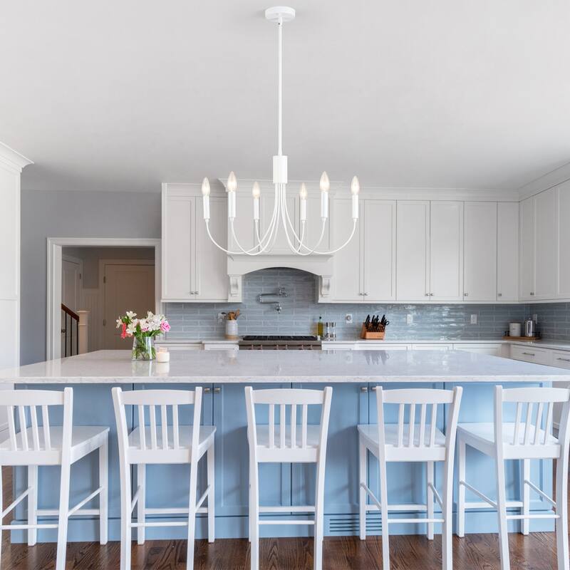 6-Light Modern Candlestick Hanging Linear Chandelier Lighting Island Chandelier for Kitchen Island