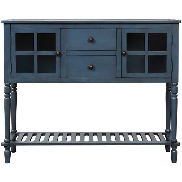 Shop Sideboard Console Table Antique Navy Wood Glass Buffet