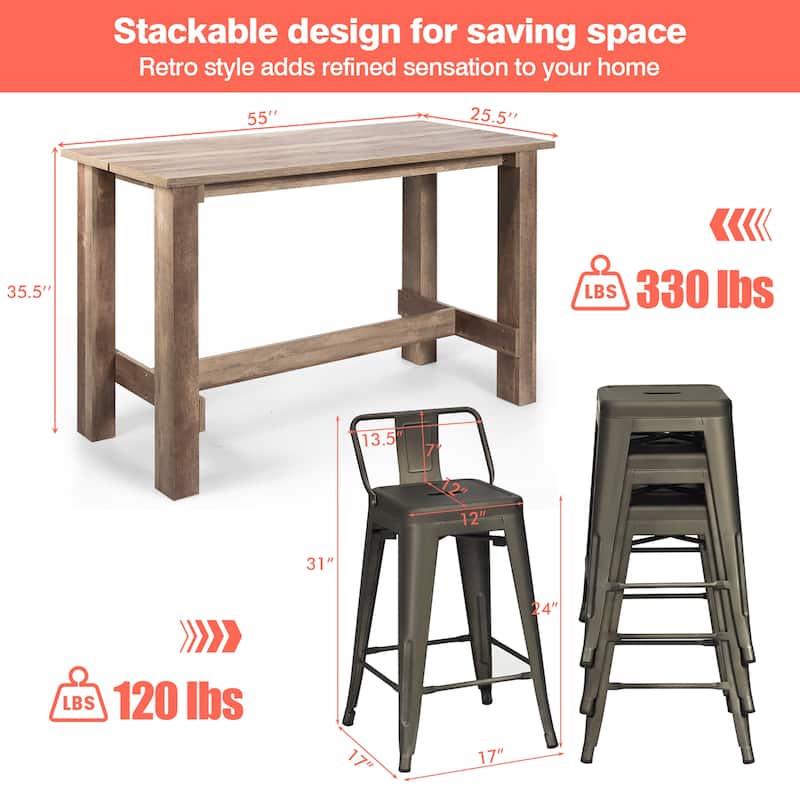 Costway 5 PCS Dining Table Set Kitchen Rectangular Counter Height