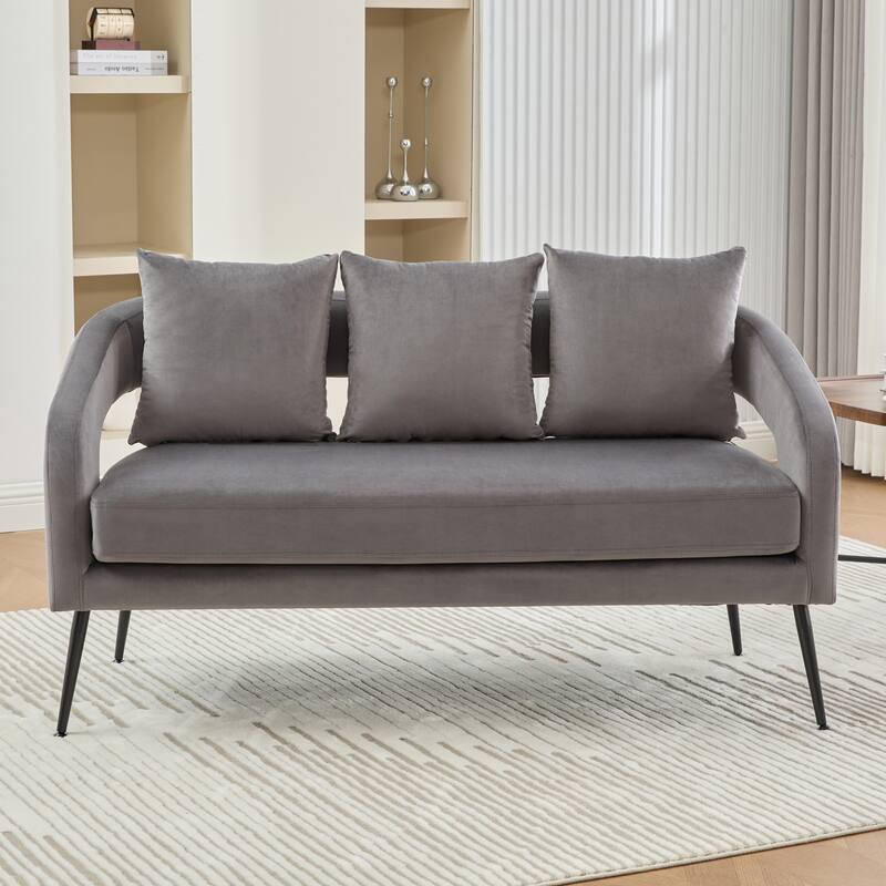 53.7" W Loveseat Sofa with 2 Accent Chair,3-Piece Living Room Furniture Sets with Pillows and Metal Legs