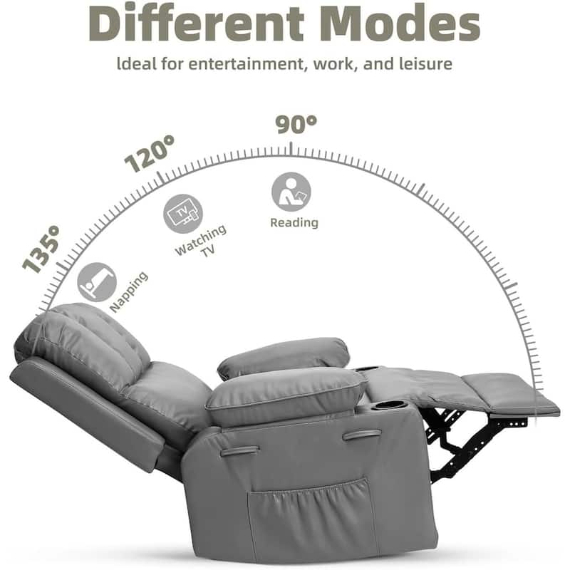 Oversized360° Swivel Recliner Chairs with Heat and Massage