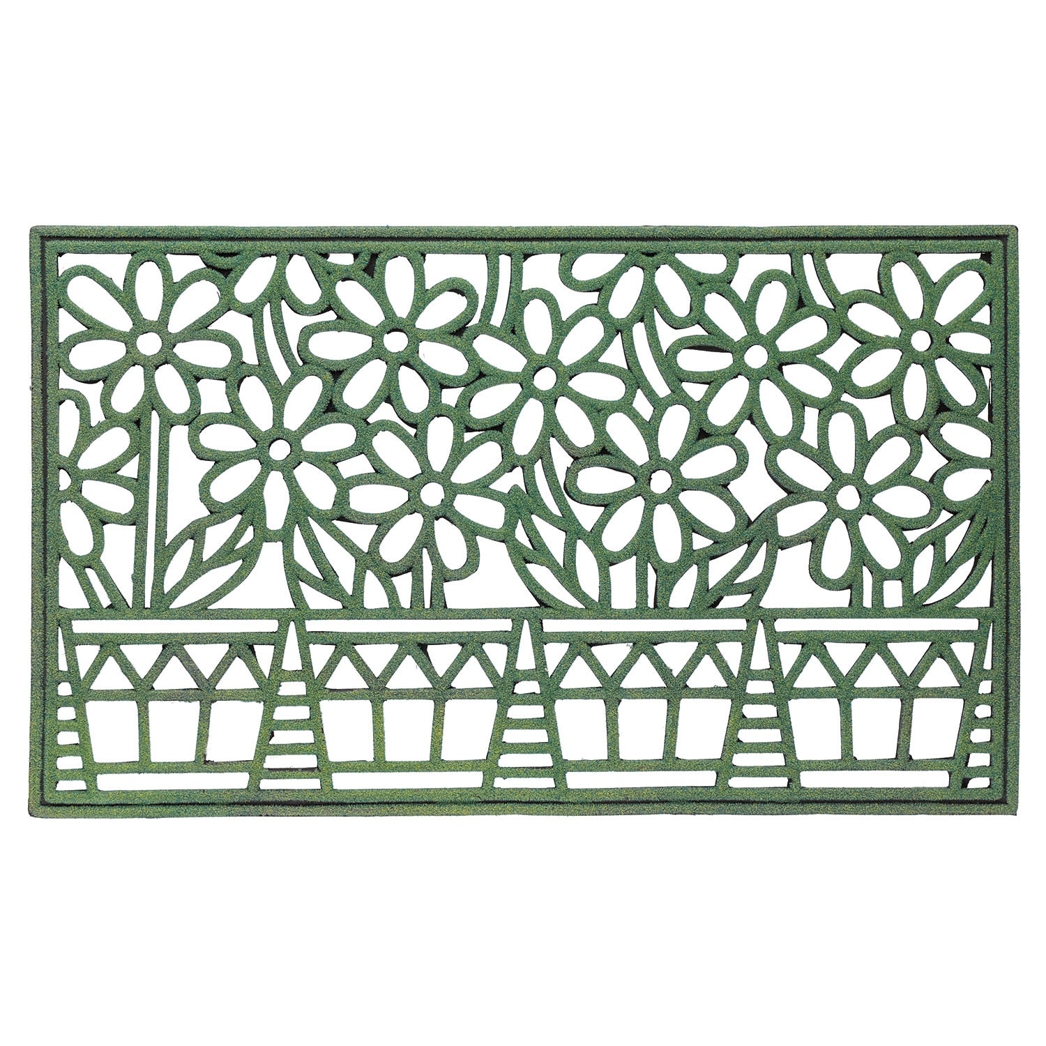 Spring Flowerpots Doormat Cut Out Design Welcome Mat Green 29 1 2 X 17 3 4 29 5 In X 17 75 In